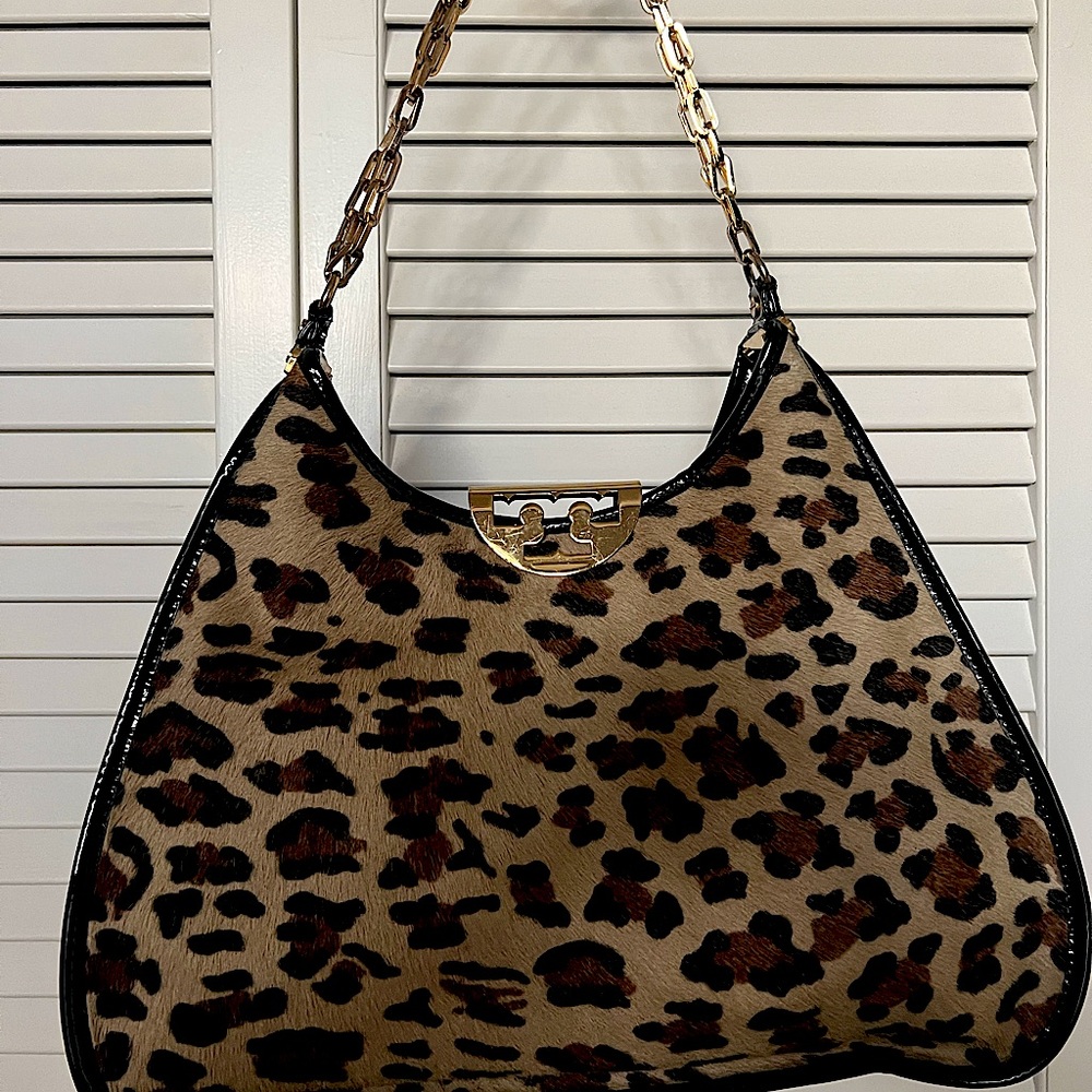Tory Burch, faux, leopard and patent leather bag